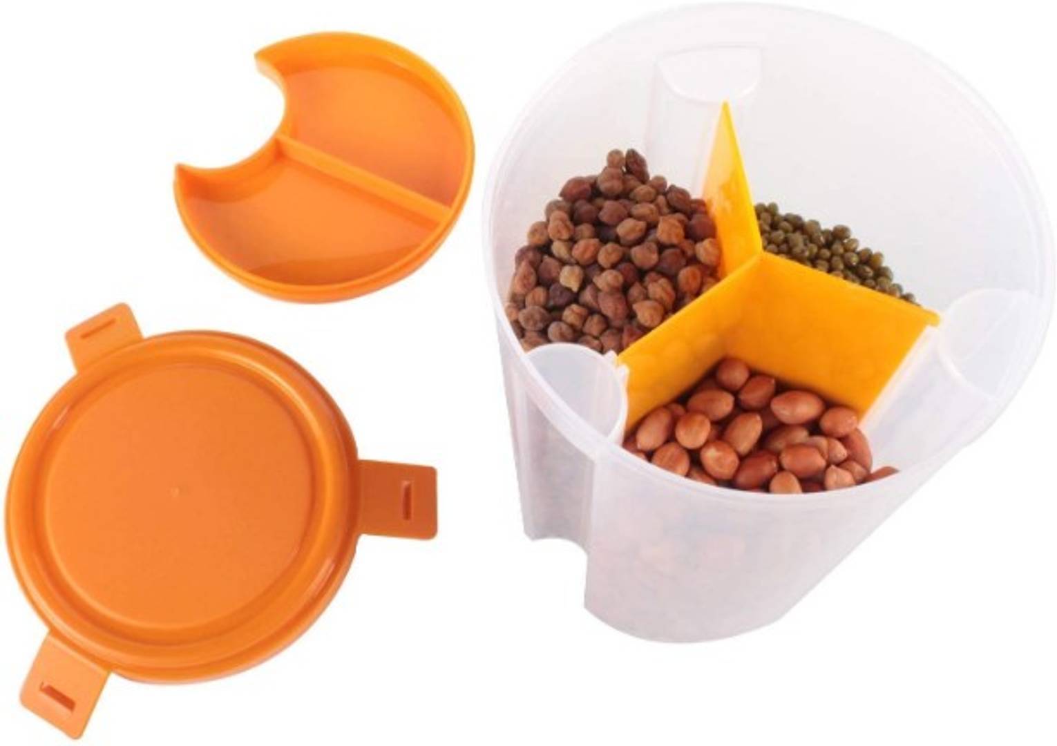 c Air Tight Transparent Storage Container for Kitchen 3 Sections Pack of 1